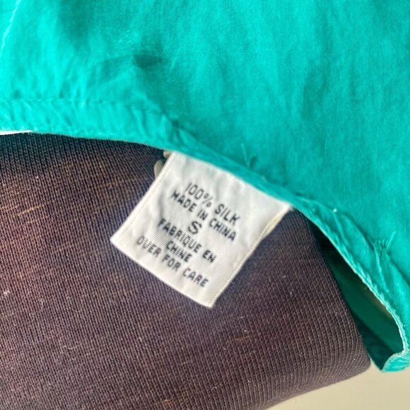 Vintage 90s 100% Silk Tank Top – Turquoise Blue – Made in USA – Size Small - Picture 5 of 6